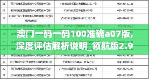 澳门一码一码100准确a07版,深度评估解析说明_领航版2.938