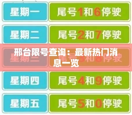邢台限号查询：最新热门消息一览