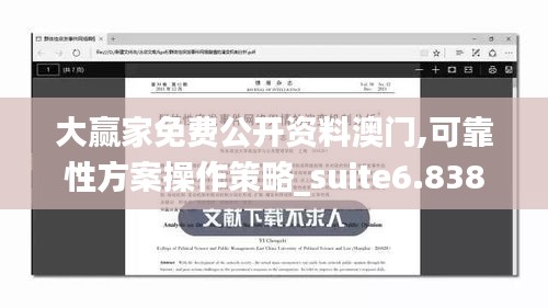 大赢家免费公开资料澳门,可靠性方案操作策略_suite6.838