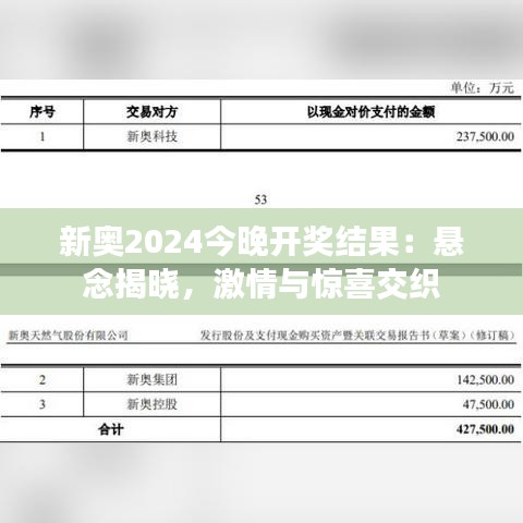 新奥2024今晚开奖结果：悬念揭晓，激情与惊喜交织